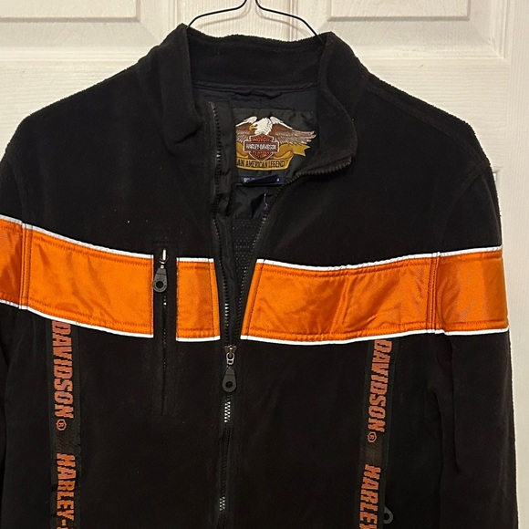 Y2K Harley-Davidson black and orange full-zip heavy fleece jacket Small - Picture 4 of 5
